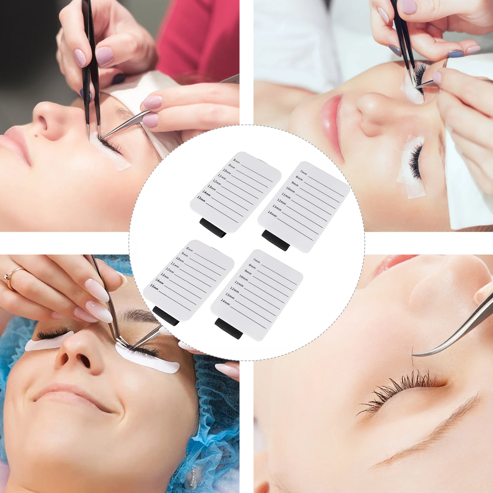 4個入りまつげボード弾性ストラップまつげハンドパレット快適なまつげエクステンションホルダートレイツール（エクステンションピンセット用）