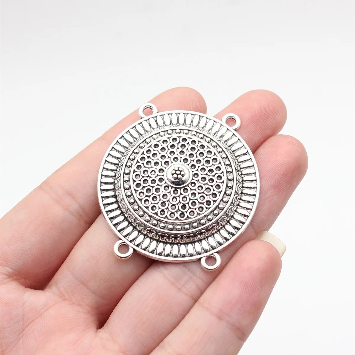 WYSIWYG 10pcs 42x40mm Antique Silver Color 4-Hole Body Chain Waist Chain Forehead Chain Connector For DIY Jewelry Making