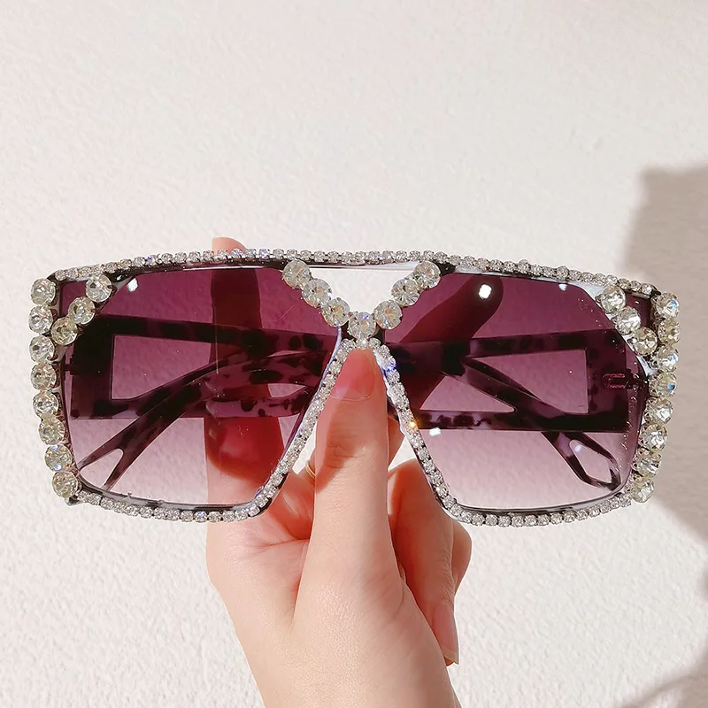 Oversized Rhinestone-Embellished Sunglasses, Stylish & Quirky Eyewear for Travel & Parties