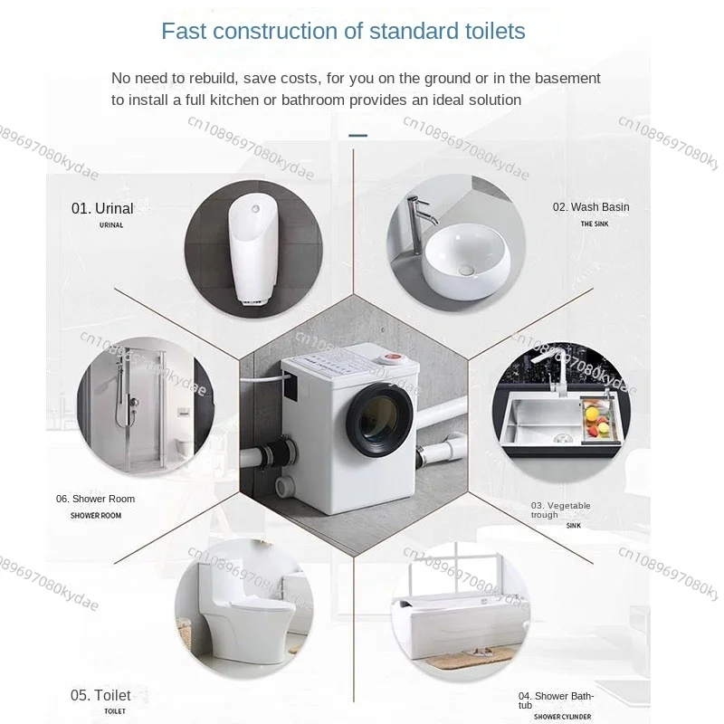 500W Household Automatic Sewage Lifting Pump Macerator Toilet Waste Water Pump for Basement Bathroom