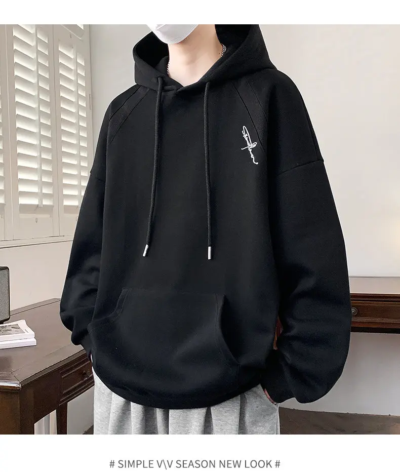 Lässige Herren-Baumwoll-Hoodies 2026 Frühling Herbst Kapuzenpullover Outdoor Einfarbige Kapuzenoberteile Kleidung Jugend Sportbekleidung Pullover – Detail 10