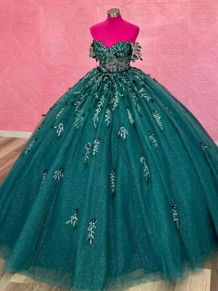 AN81 Customized Women Prom Dresses 2025 Off Shoulder Sequined Puffy Skirt Long Women Formal Occasion Party Dress Quinceanera 16