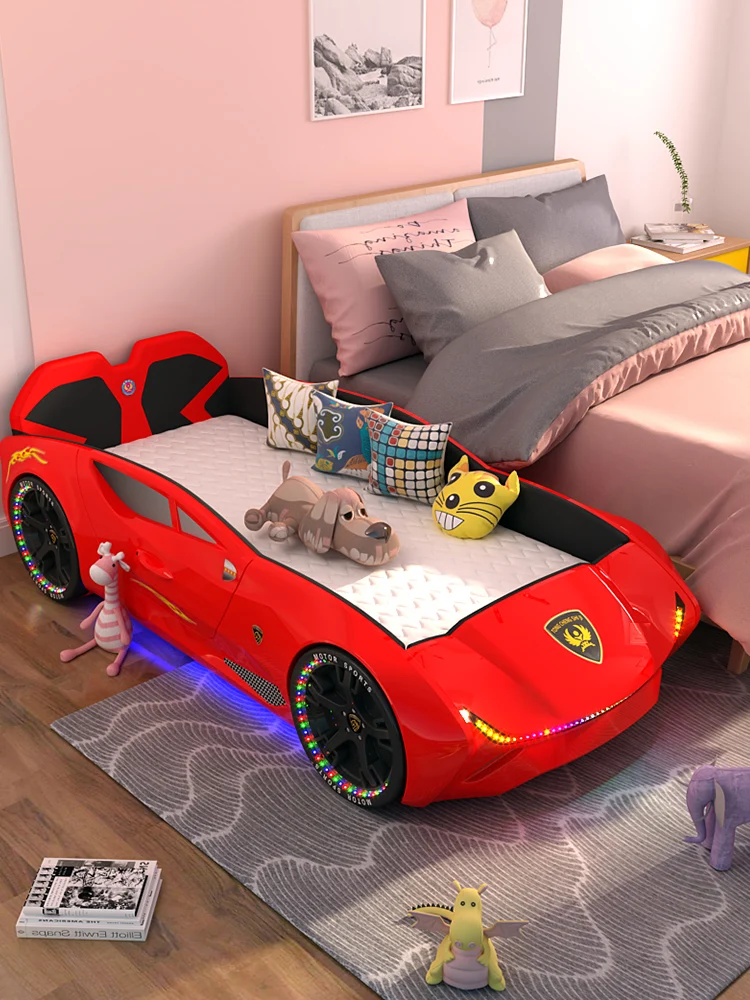 Children's stitching bed crib creative car bed for boys and girls 92 wide single bed