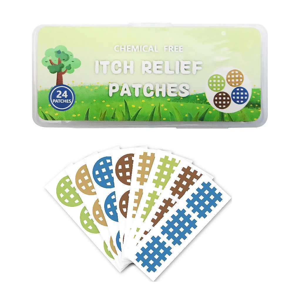 24 parches para aliviar la picazón y la picazón, eliminador de picaduras de mosquitos naturales, sin químicos para viajes, senderismo, Camping, actividades en el Patio