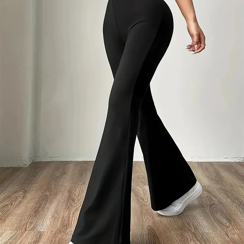 Hoge taille slim fit uitlopende faion broek lange broek voor dames zijden chiffon casual broek lente zomer collectie