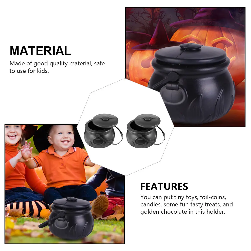 

Witch Decor Candy Bucket Storage Container Halloween Decoration Flame Buckets Portable Black Child