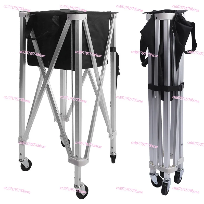 Portable Tennis Cart Aluminum Alloy Baseball Badminton Table Tennis Bag Cart Folding Pick-up Basket