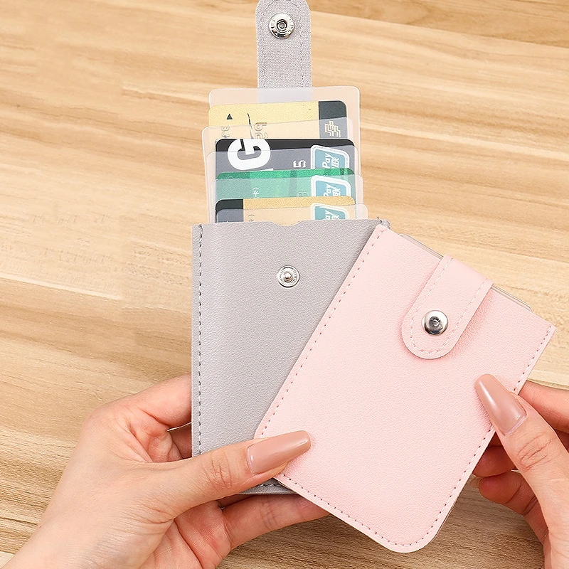 Anti-theft ID Credit Card Holder Pull-out Mini Card Case Fashion Women\'s PU Leather Portable Slim Card Bag Unisex Fashion Wallet