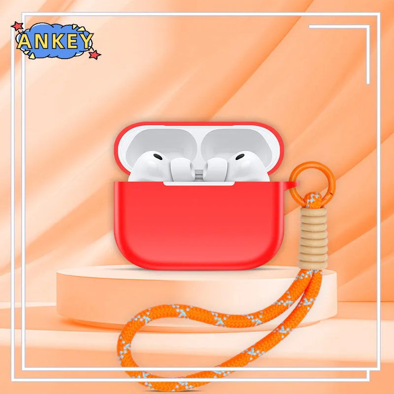 Funda para Apple AirPods Pro 3 Carcasas protectoras suaves con accesorios de cordón de nailon