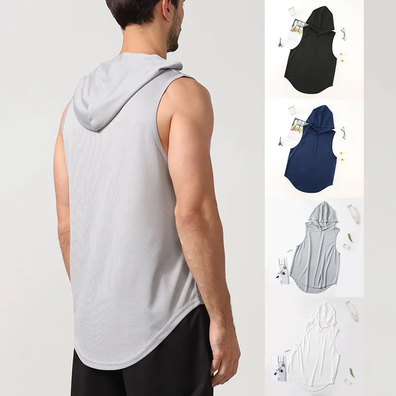 

Processing custom summer fitness sports vest men, fitness loose top, sleeveless sports quick-drying vest