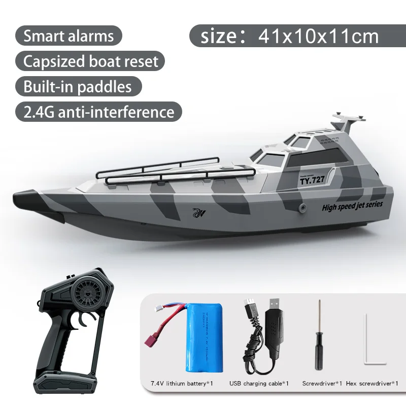 2.4G RC Boot TURBOJET POMP 30 KM/H Hoge Snelheid Afstandsbediening Jet Boot Lage Batterij Alarm Speedboot Model kinderen Speelgoed TY725 TY727