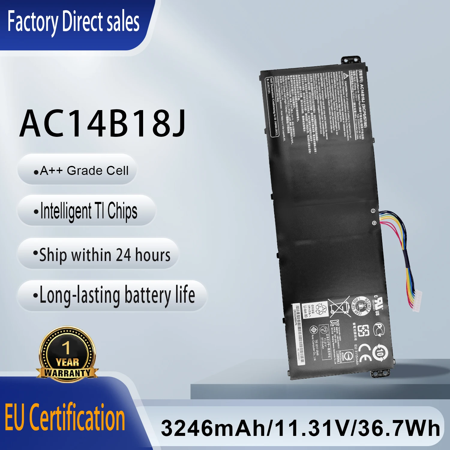 AC14B18J Laptop Bat…