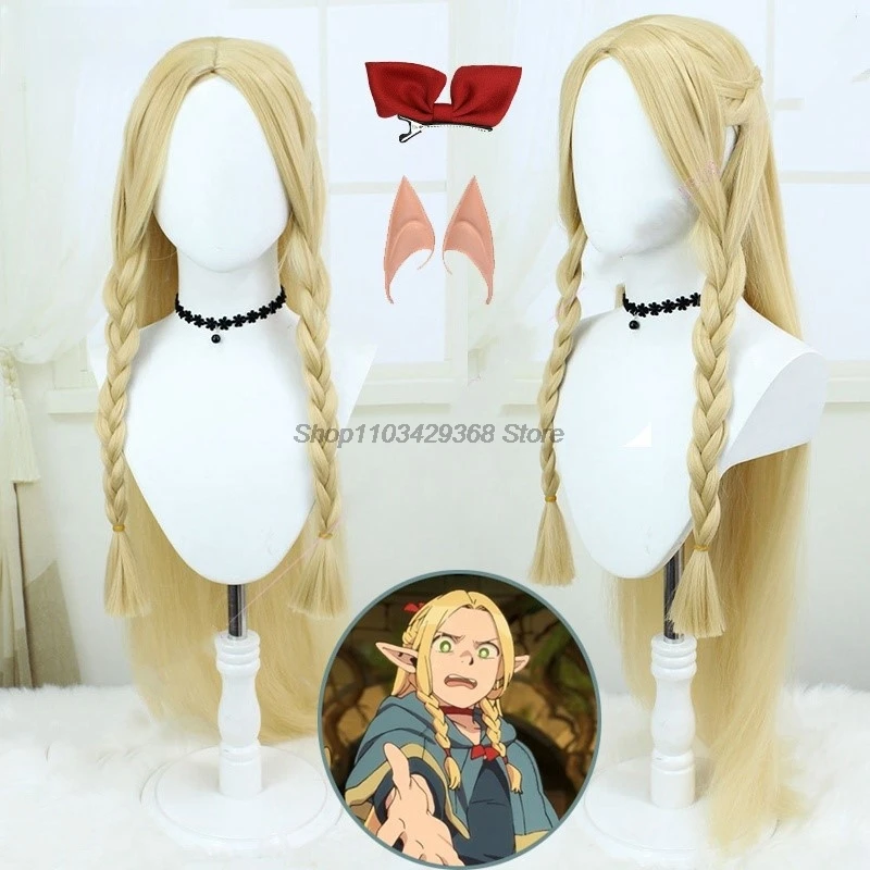 

New Anime Delicious in Dungeon Marcille Donato Cosplay Wig Blonde Long Braid Hair Ears Hairpin Heat-resistant Fiber Hair Wig Cap