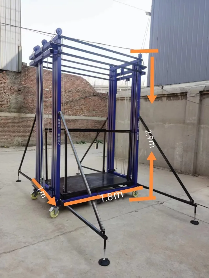 6m 스틸 전동 스캐폴드 리프트 500kg 휴대용 전동 스캐폴드 이동식 접이식 플랫폼 전동 스캐폴드 리프트