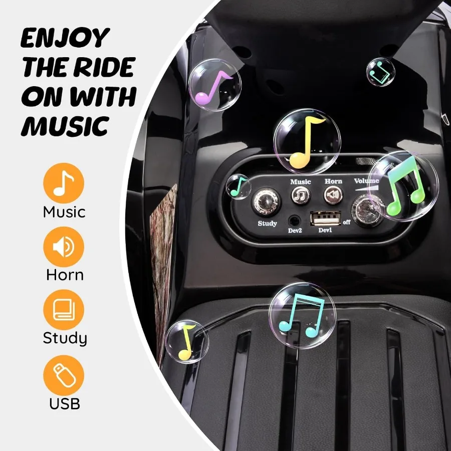 ATV para niños pequeños con batería de 6 V, 4 ruedas con luz musical, velocidad máxima de 1,2 mph, ATV de 4 ruedas para niños pequeños de 1,5 a 3 años, color negro
