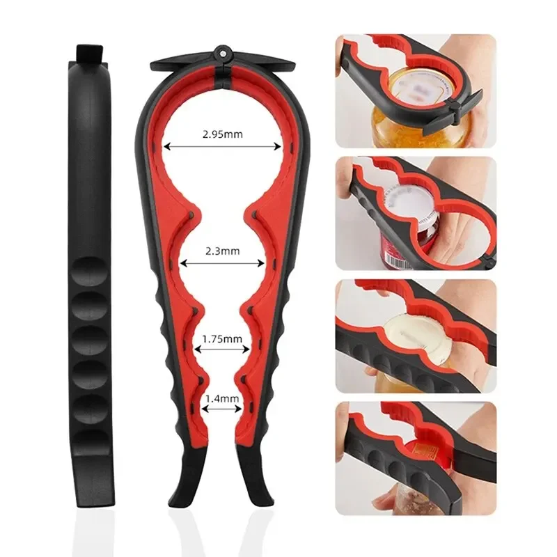 Can Opener Multi Functional five In One Beverage Bottle Opener Cap Twister Four Position Anti Slip Cap Twister Home Kitchen Tool