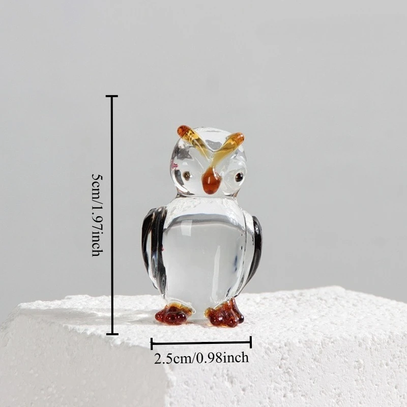Crystal Owl Ornament Glass Animal Artifact Car Decor Desk Present Colored Glaze Figurines Decoration DIY Patio Bonsai Miniatures