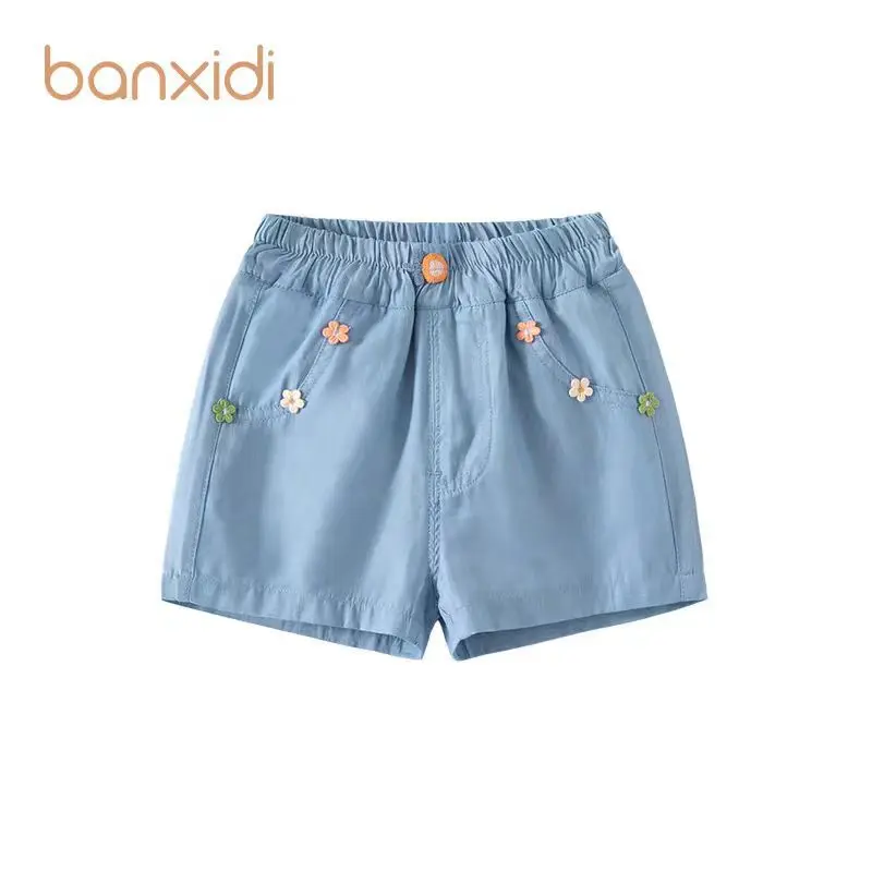 Girls Denim Shorts Summer 2025 New Foreign Style Baby Girl Thin Ice Silk Pants Children's Loose Pants Summer Baby