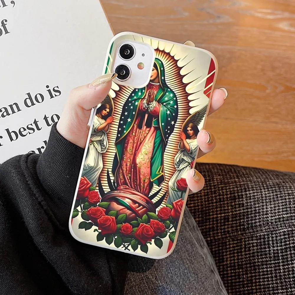 Casing ponsel Retro Our Lady Of Guadalupe warna polos lembut untuk Iphone 14 11 12 13 Mini Pro Max 7 8 Plus 6 6s X Xs Max Xr