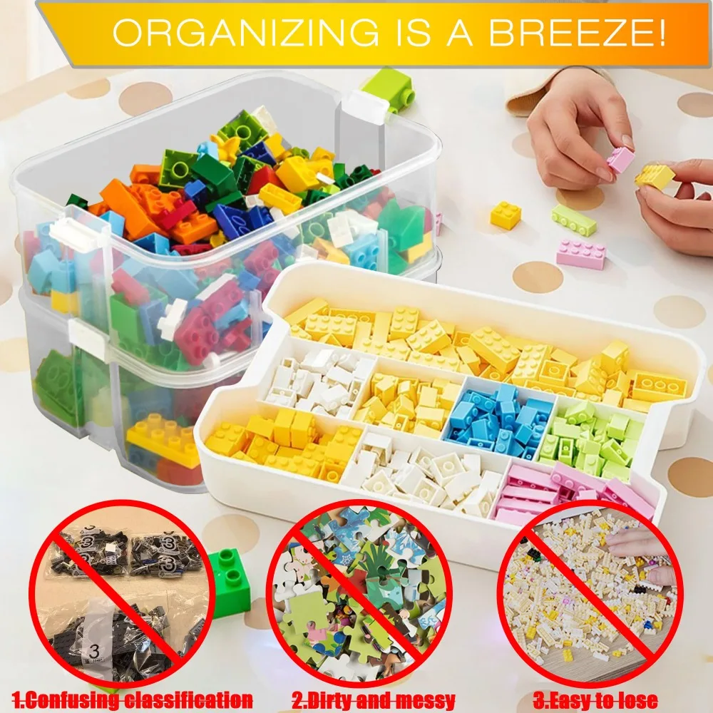 Stackable Storage Box for Lego Toy Plastic Building Block Jigsaw Puzzle Container Compartment Holder Kidroom Toy Organizer Gift