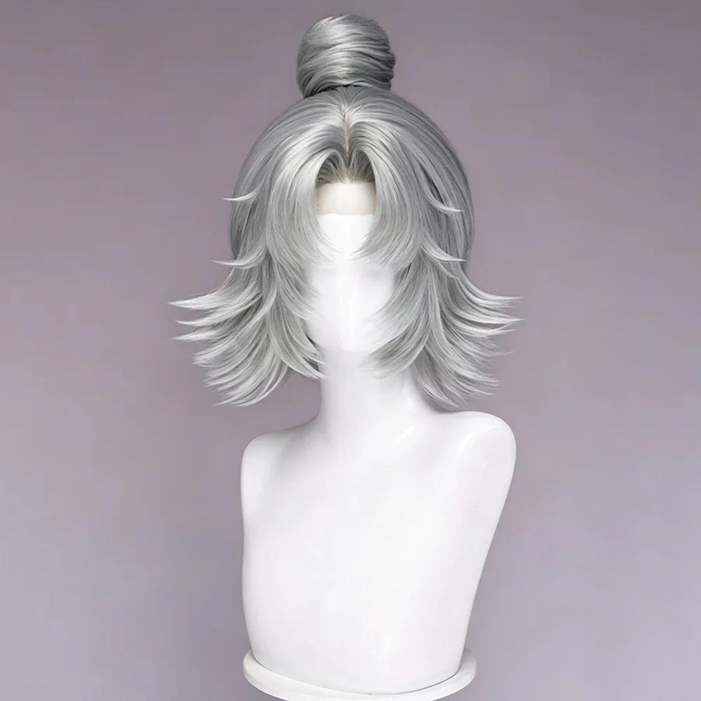 Superhero White Fox Cosplay Wig Women Silver Grey Hair Heat Resistant Synthetic Wigs Halloween Prop view 2