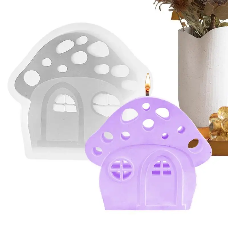 Mushroom House Silicone Mold Storage Box DIY Aromatherapy Gypsum Candle Jar Easy Demould Crafting Clay Cake Decorating Supplies