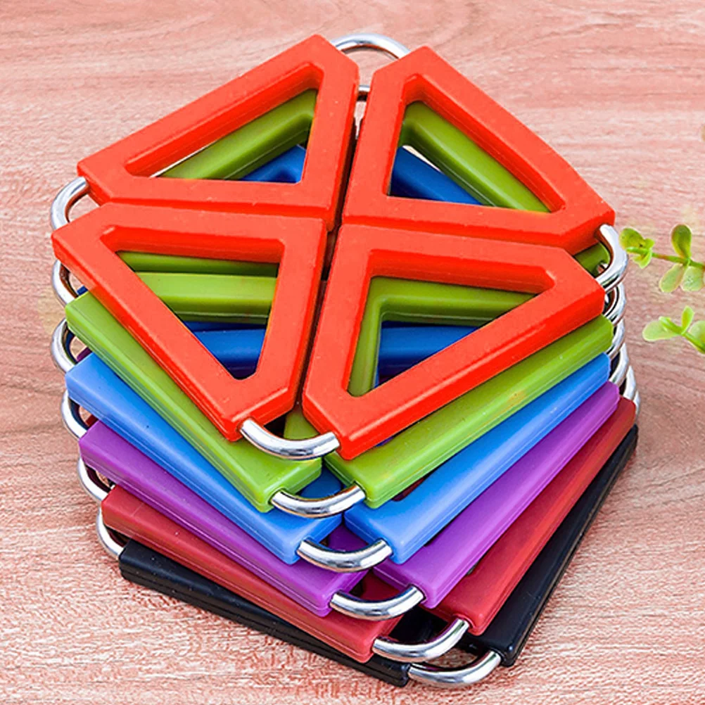 

5 Pcs Flexible Stainless Steel Non Slip Insulated Trivet Mat Foldable Hot Pot Holder Table Pad Coaster Kitchen Decor Accessory
