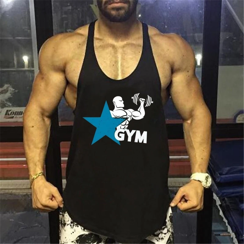 

Men's Cotton Gym Stringer Tank, Y Back Performance Sleeveless Singlet, Quick - Dry Breathable Vest, Bodybuilding Sportswear