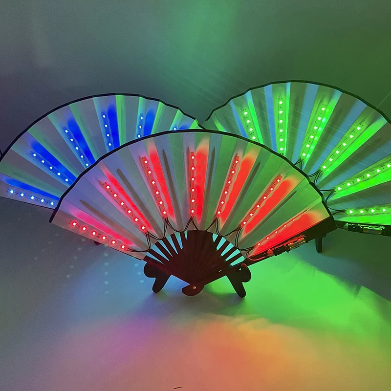 Carnival Rave Party Lighting Supplies Folding Hand fan  Multi Color For Choice LED Fan Glowing For Music Disco Wedding Party