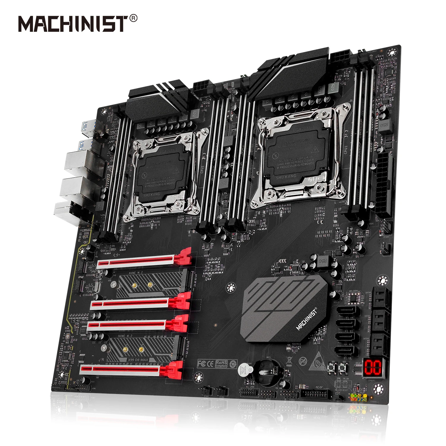 MACHINIST X99 D8 MAX Motherboard Dual LGA 2011-3 mendukung Xeon E5 V3 V4 prosesor DDR4 ECC memori Desktop SATA 3.0*10 M.2 NVME