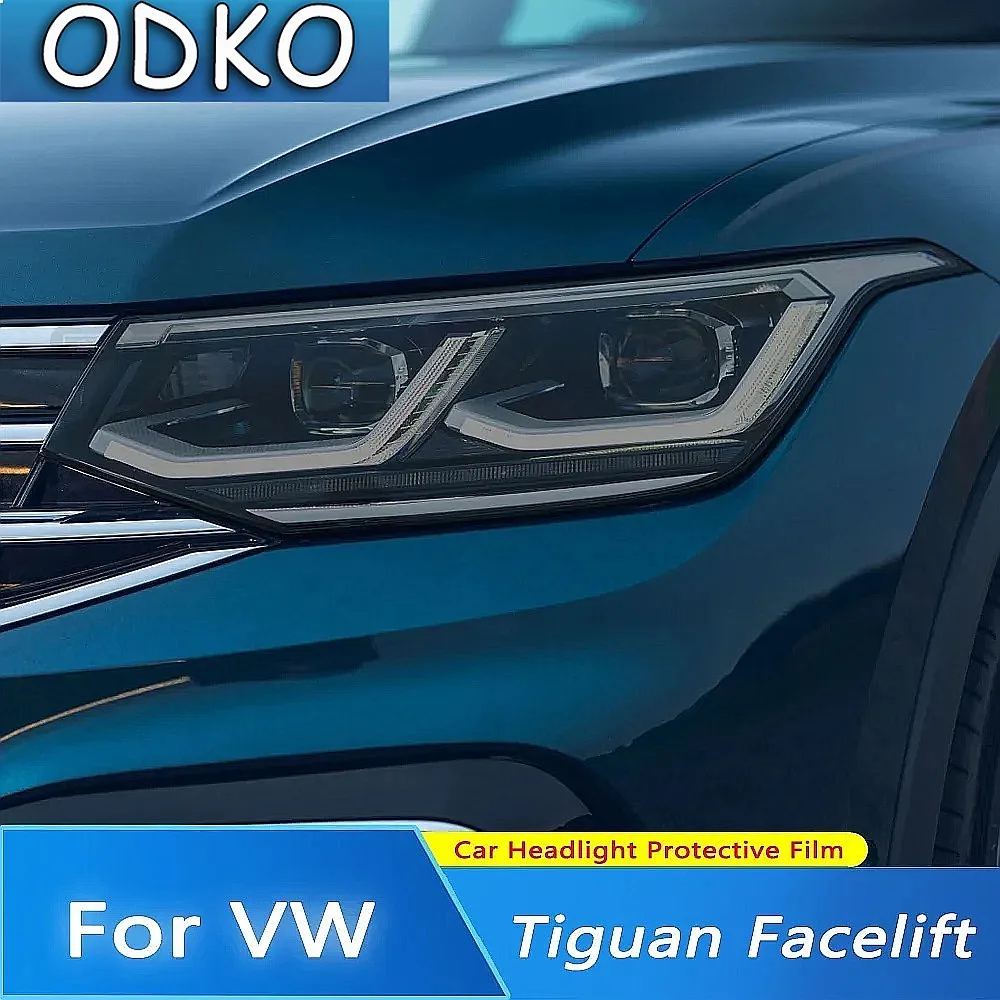 For Volkswagen VW Tiguan R Line Facelift 20-Present Car Headlight Protective Tint Film Smoke Black Transparent TPU Light Sticker
