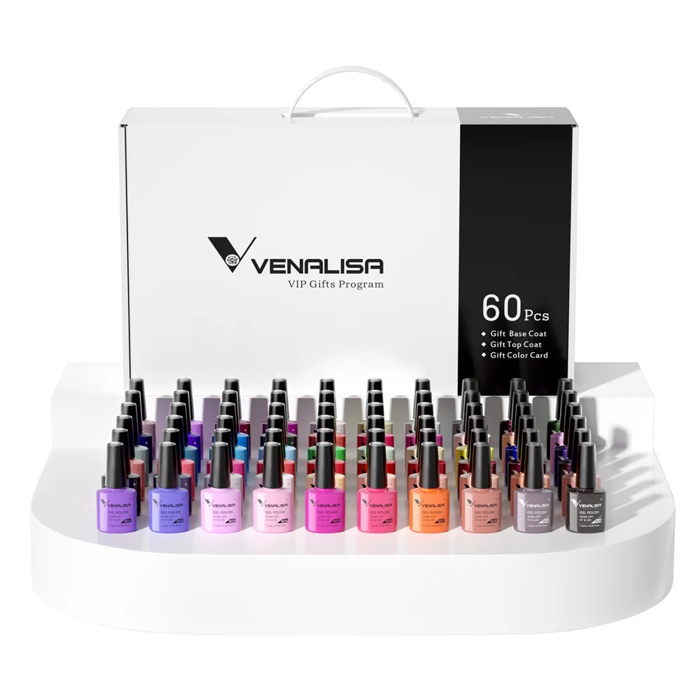 VENALISA VIP Kit Nagelgellak 60 kleuren TPO/HEMA GRATIS Volledige dekking Perfect pigment Professionele nagelkunst Langdurige gel