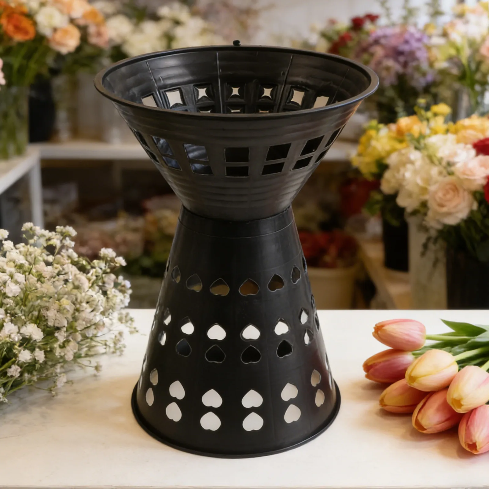 

8Pcs Black Floral Arranging Cone for Quick Bouquet Making Breathable Perforated Flower Stem Separator DIY Wedding Event Florist