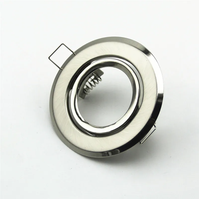 Recessed LED Ceiling Light MR16 GU10 Bulb Holder Fixture Nickle Round Adjustable Frame Downlight Housing