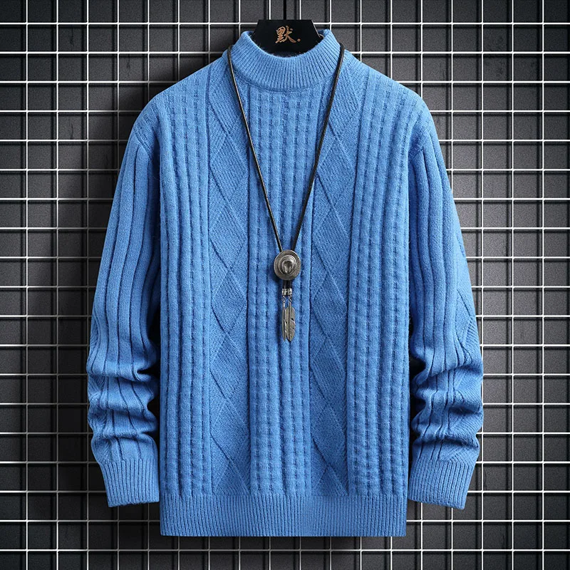 2024 Autumn/Winter New Fashion Trend Solid Color Warm Knitwear Men's Casual Loose Comfortable Breathable High Quality Sweater