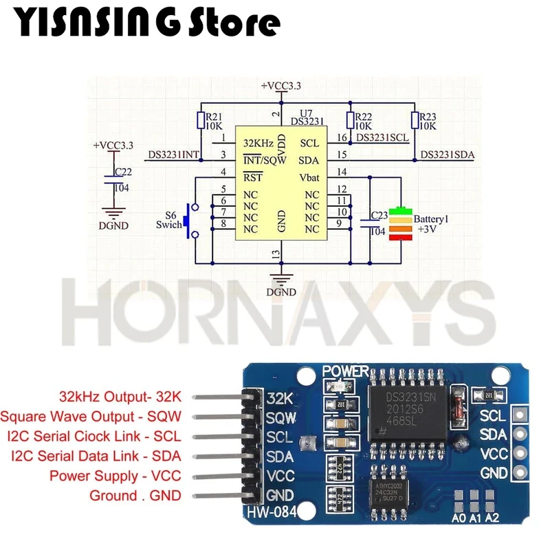 1-10PCS/DS3231 IIC Module Precision Clock Module DS3231SN /DS3231M Memory Real Time 3.3V/5V  For Raspberry Pi