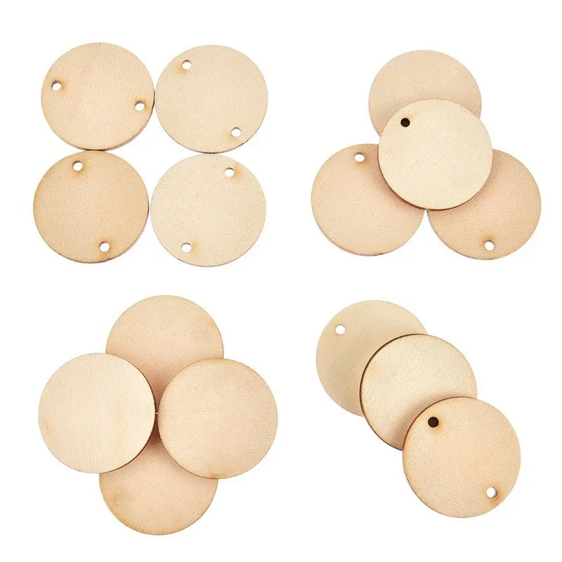 100pcs 25mm Unfinished Round Wooden Circles Cutouts For Crafts Blank Natural Tags Ornaments Pendants DIY Arts Crafts Christmas