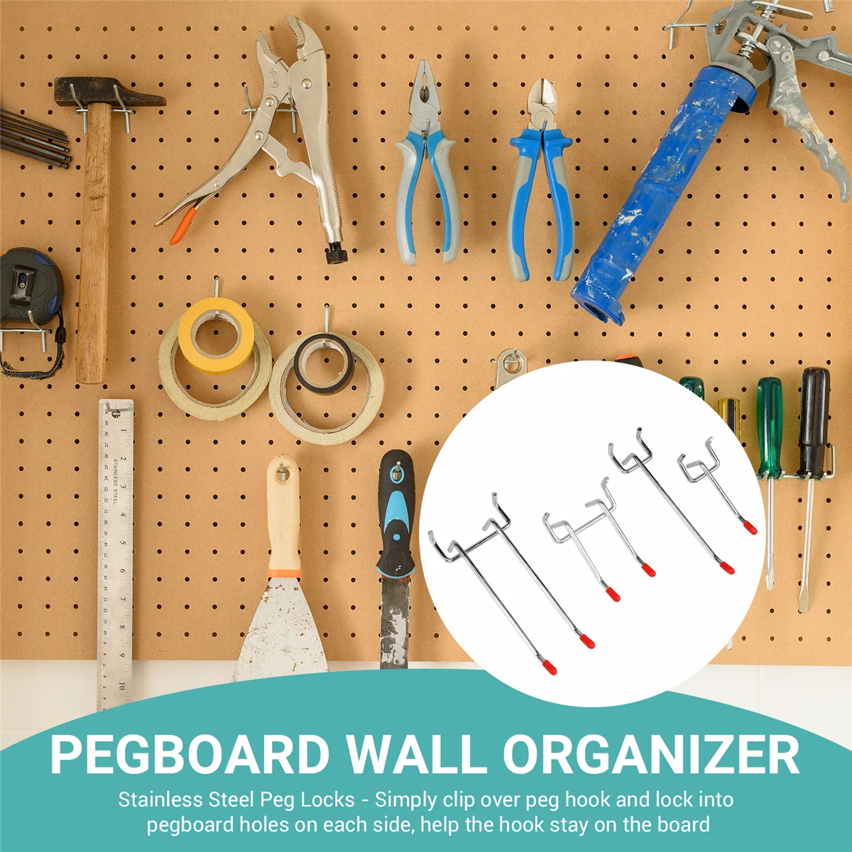 228 Pcs Pegboard Hooks Assortment with Metal Hooks Sets, Pegboard Bins, Peg Locks for Organizing Storage System Tools M