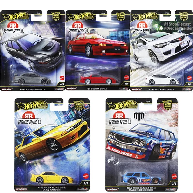 Hot Wheels genuinos Ronin Run 2 modelos Premium Honda Mazda Lancer Evolution Toyota Supra Skyline coche cultura juguetes para niños conductores