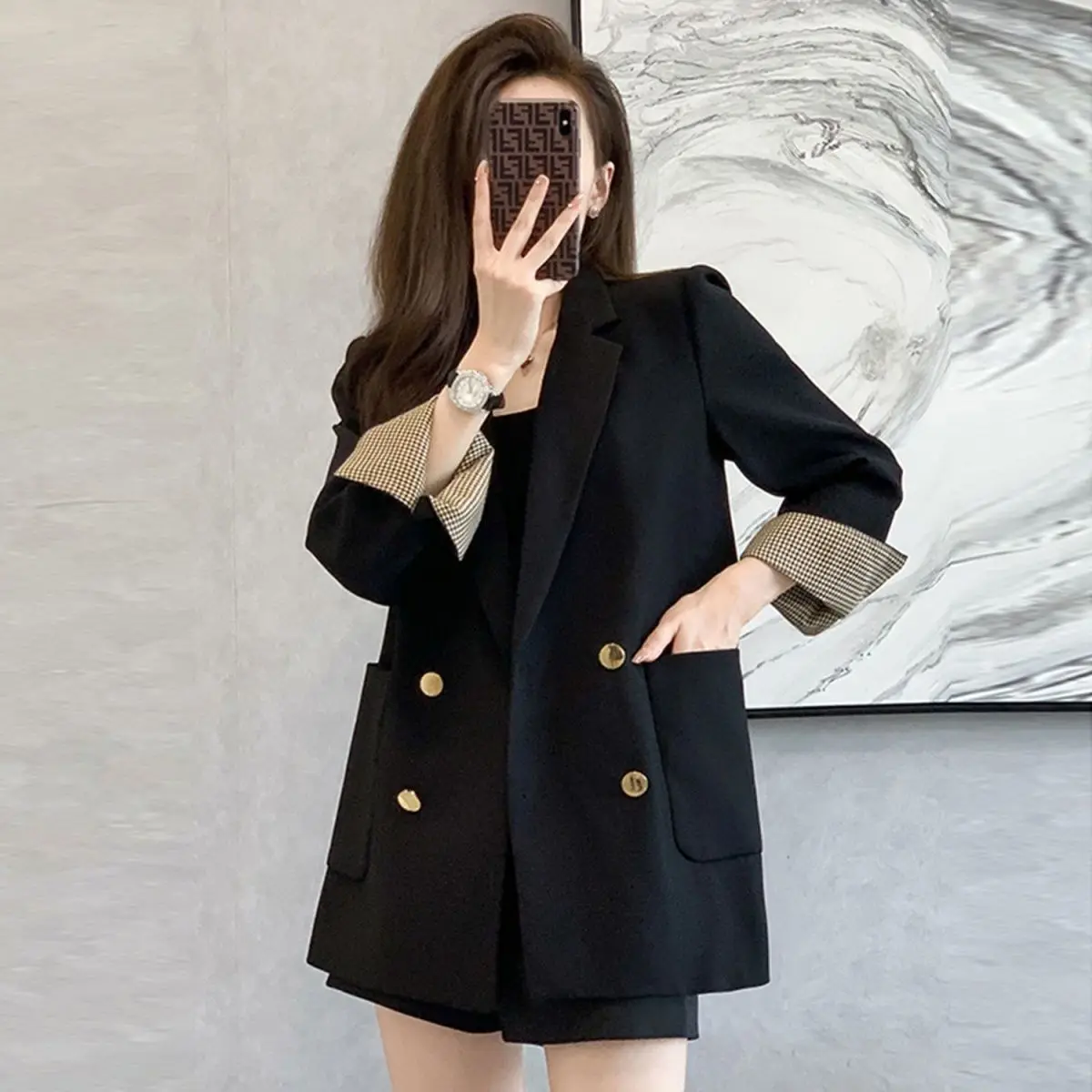 

Women's Blazer Spring, Autumn, And Winter, New Casual Versatile Loose-Fitting Double-Breasted Suit With Stylish Simple Design