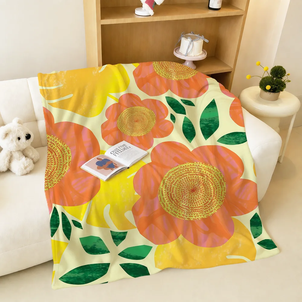 Plush Blanket Flower Art Vintage H-heather Miller Warm Soft For Sofa Living Room Nap Home Bedroom Travel Gift Flannel Pet Hogar