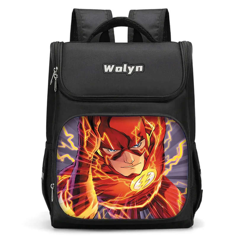 Marvel Cartoon Super Flash Large Child Backpack Boy Girls School Bag For Men Women Traveling Backpack Durable Multi Compartmen