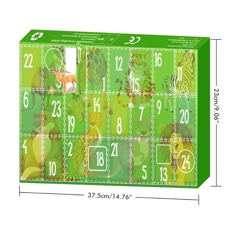 Calendrier de l'avent de noël, figurines d'animaux réalistes, jouets de 24 jours, compte à rebours de noël, jouets pour enfants garçons