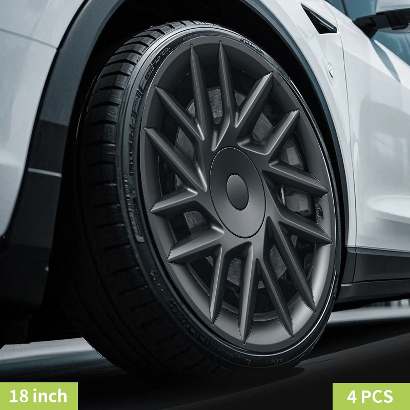 غطاء عجلات 4 قطع لتسلا موديل 3 هايلاند 2023-2025 مقاس 18 إنش – تصميم عاصفة للجهتين اليمنى واليسرى – ملحقات عجلات #6