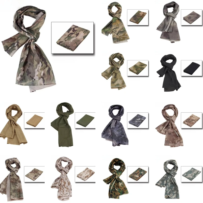 

Camouflage Outdoor Scarf Tactical Breathable Neck Gaiter Square Scarf Jungle Headwrap One Size Fits All Hunting Bandanas