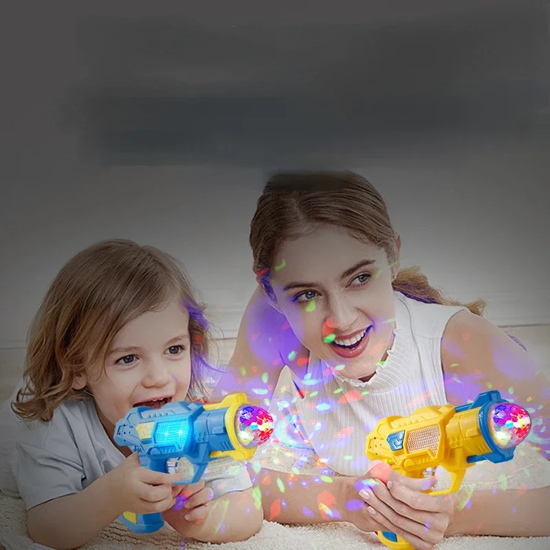 Children's Electric Luminous Toy Gun Color Projection Gun Flash Music Sound and Light Pistol Birthday Gift for Boys and Girls