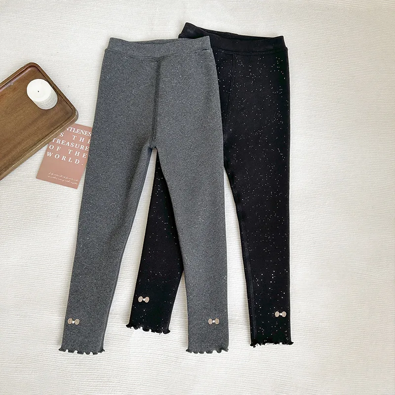 baby fleece leggings 2024 autumn and winter girls shiny composite pants warm детские штаны мальчику