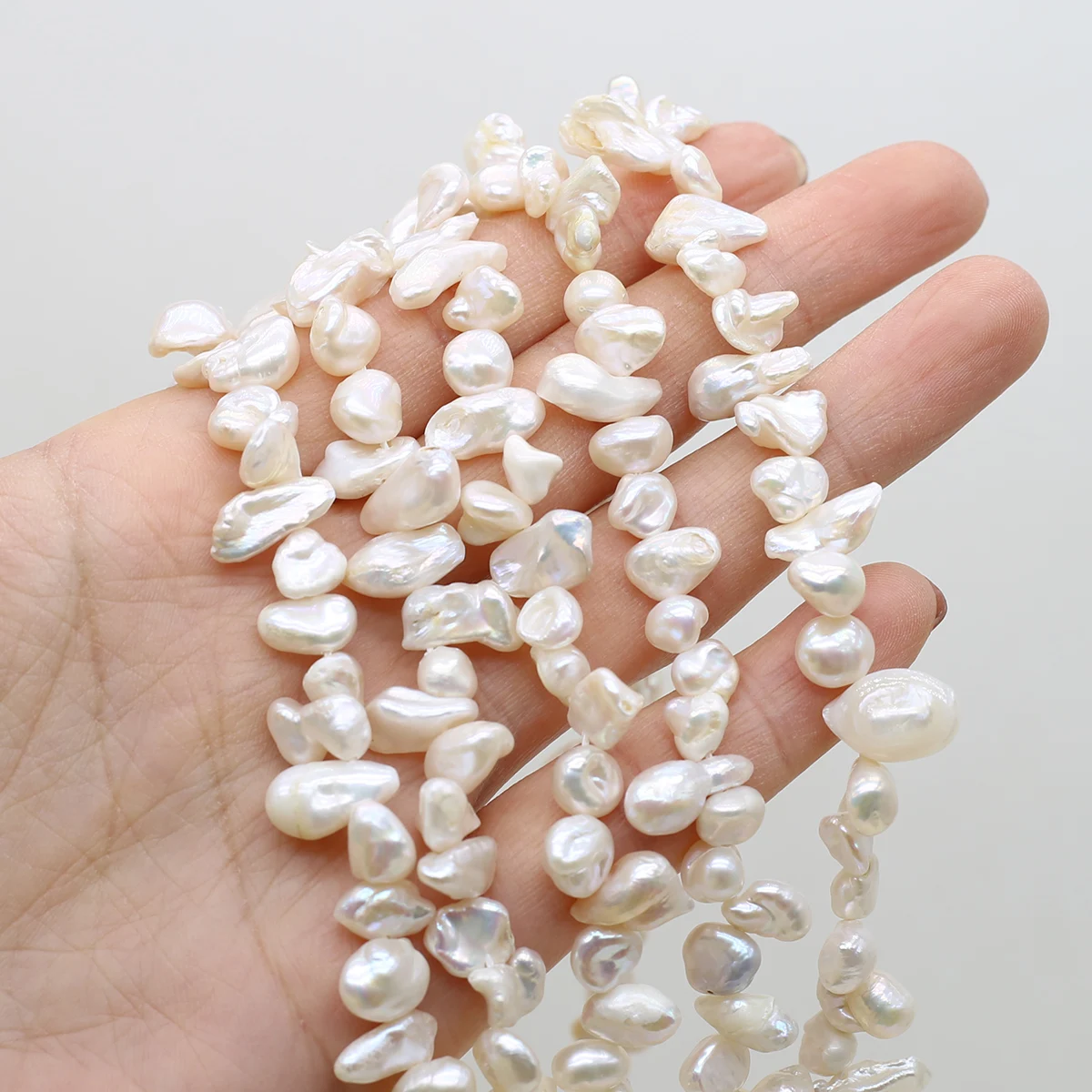 Natural Freshwater Pearl Beaded White Irregular Shape Spaced Loose Beads for Jewelry Making DIY Necklace Bracelet Accessories