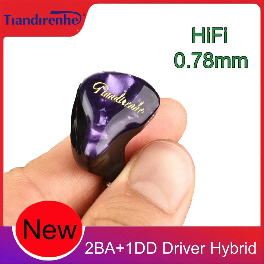 

New Tiandirenhe HiFi Earphones 2BA + 1DD Driver Hybrid Noise Reduction Earbuds with 2pin Detachable cable for Audiophile IEM