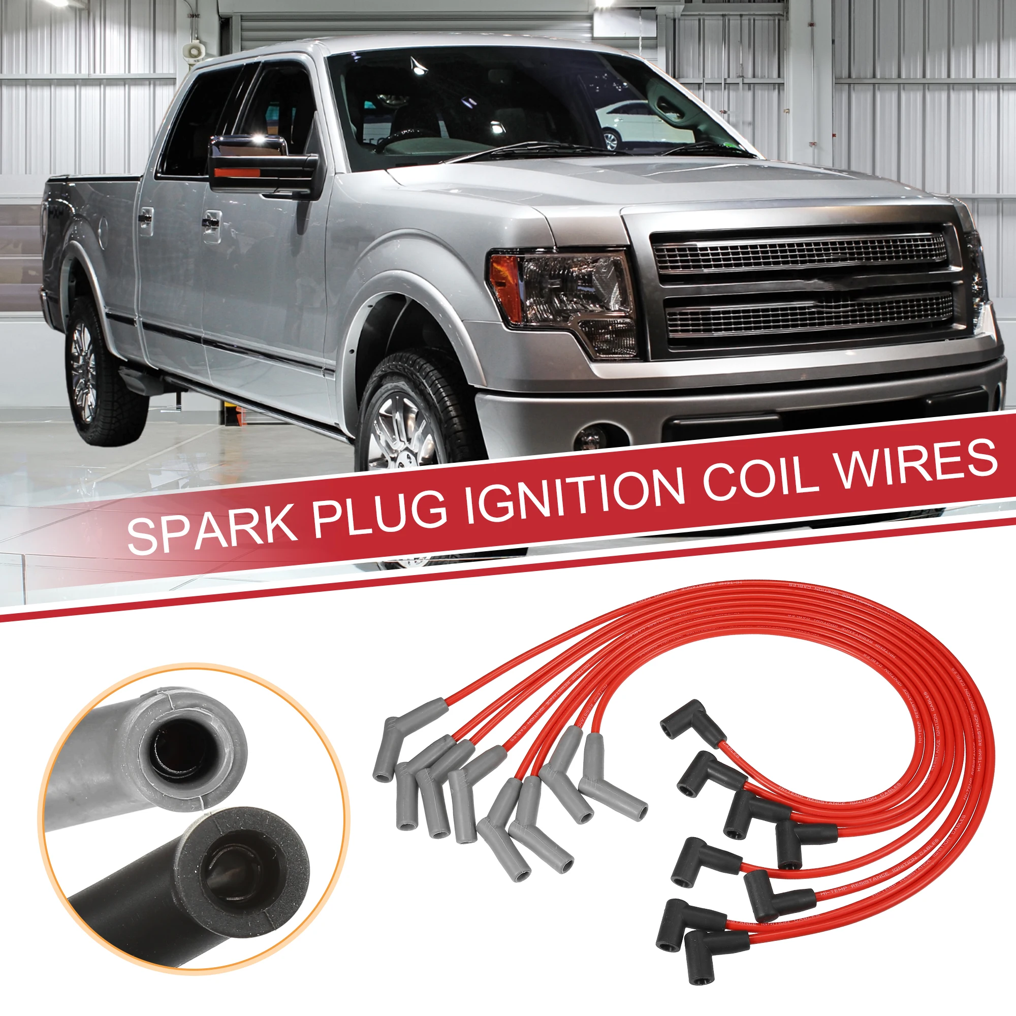 

UXCELL 8 Pcs Car Spark Plug Coil Wires Ignition Coil Harness Cable 7mm for Ford Valve Cover Wires SBF Small Block 221 255 260